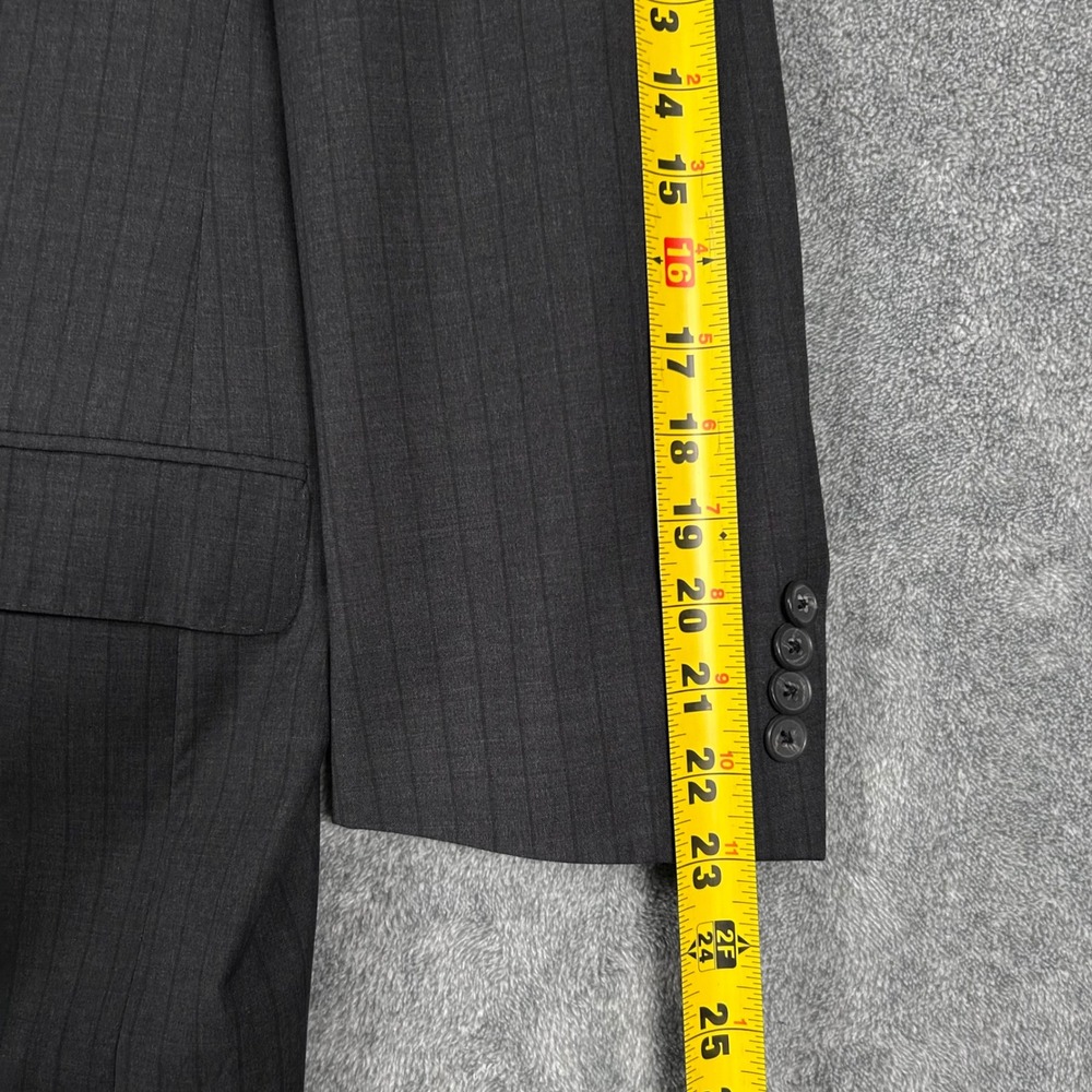 Samuelsohn Suit 2 PC Grey Pinstripe Guabello Super 130 Wool 46R 39x27 Made Italy - Picture 7 of 16